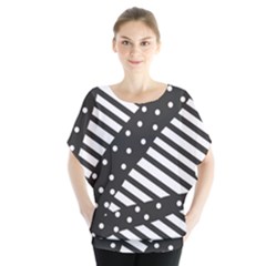 Ambiguous Stripes Line Polka Dots Black Blouse