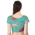 Behance Feelings Beauty Flamingo Bird Still Life Leaf Green Pink Red Short Sleeve Crop Top (Tight Fit) View2