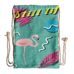 Behance Feelings Beauty Flamingo Bird Still Life Leaf Green Pink Red Drawstring Bag (large) by Mariart