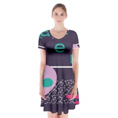 Behance Feelings Beauty Space Alien Star Galaxy Short Sleeve V-neck Flare Dress