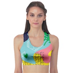 Behance Feelings Beauty Waves Blue Yellow Pink Green Leaf Sports Bra by Mariart