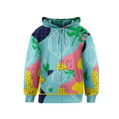 Behance Feelings Beauty Waves Blue Yellow Pink Green Leaf Kids  Zipper Hoodie by Mariart