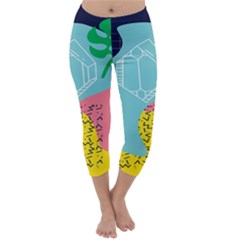 Behance Feelings Beauty Waves Blue Yellow Pink Green Leaf Capri Winter Leggings  by Mariart