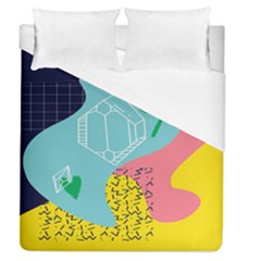 Behance Feelings Beauty Waves Blue Yellow Pink Green Leaf Duvet Cover (queen Size) by Mariart