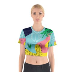 Behance Feelings Beauty Waves Blue Yellow Pink Green Leaf Cotton Crop Top