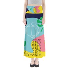 Behance Feelings Beauty Waves Blue Yellow Pink Green Leaf Maxi Skirts by Mariart