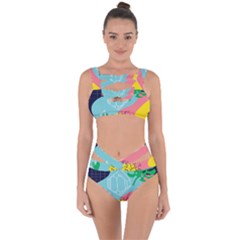 Behance Feelings Beauty Waves Blue Yellow Pink Green Leaf Bandaged Up Bikini Set  by Mariart