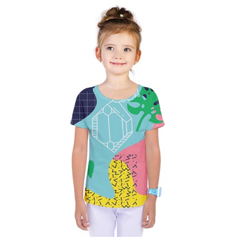 Behance Feelings Beauty Waves Blue Yellow Pink Green Leaf Kids  One Piece Tee by Mariart