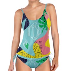 Behance Feelings Beauty Waves Blue Yellow Pink Green Leaf Tankini