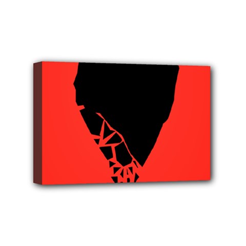 Broken Heart Tease Black Red Mini Canvas 6  X 4  by Mariart