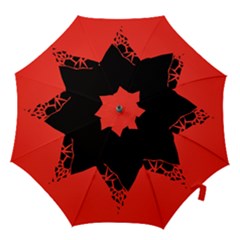 Broken Heart Tease Black Red Hook Handle Umbrellas (large) by Mariart