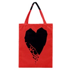 Broken Heart Tease Black Red Classic Tote Bag