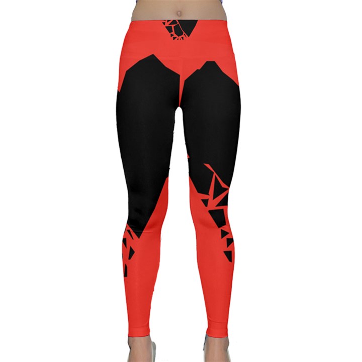 Broken Heart Tease Black Red Classic Yoga Leggings