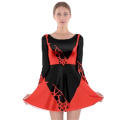 Broken Heart Tease Black Red Long Sleeve Skater Dress by Mariart