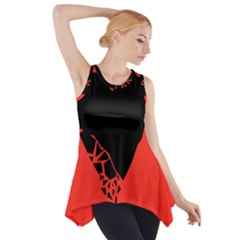 Broken Heart Tease Black Red Side Drop Tank Tunic by Mariart