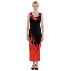 Broken Heart Tease Black Red Fitted Maxi Dress by Mariart