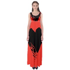 Broken Heart Tease Black Red Empire Waist Maxi Dress by Mariart