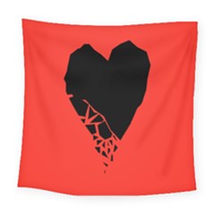 Broken Heart Tease Black Red Square Tapestry (large)