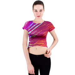 Zoom Colour Motion Blurred Zoom Background With Ray Of Light Hurtling Towards The Viewer Crew Neck Crop Top by Mariart