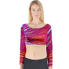 Zoom Colour Motion Blurred Zoom Background With Ray Of Light Hurtling Towards The Viewer Long Sleeve Crop Top by Mariart