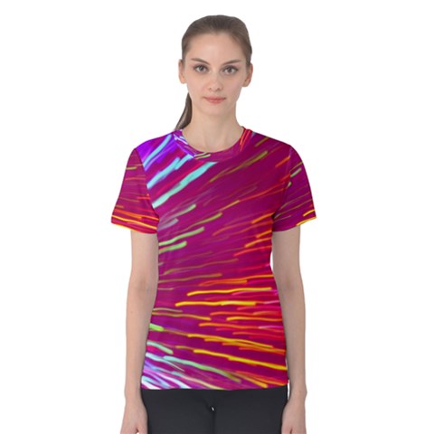 Zoom Colour Motion Blurred Zoom Background With Ray Of Light Hurtling Towards The Viewer Women s Cotton Tee by Mariart