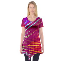 Zoom Colour Motion Blurred Zoom Background With Ray Of Light Hurtling Towards The Viewer Short Sleeve Tunic  by Mariart