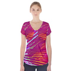 Zoom Colour Motion Blurred Zoom Background With Ray Of Light Hurtling Towards The Viewer Short Sleeve Front Detail Top by Mariart