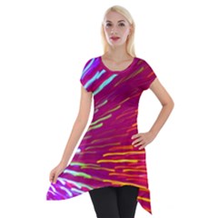 Zoom Colour Motion Blurred Zoom Background With Ray Of Light Hurtling Towards The Viewer Short Sleeve Side Drop Tunic by Mariart