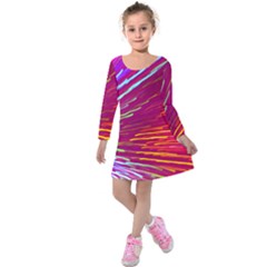 Zoom Colour Motion Blurred Zoom Background With Ray Of Light Hurtling Towards The Viewer Kids  Long Sleeve Velvet Dress by Mariart