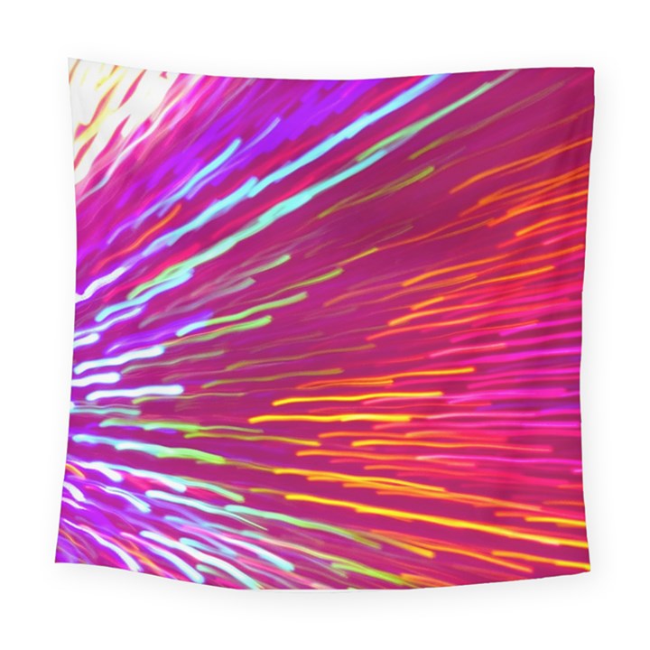 Zoom Colour Motion Blurred Zoom Background With Ray Of Light Hurtling Towards The Viewer Square Tapestry (Large)