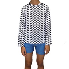 Chevron Triangle Black Kids  Long Sleeve Swimwear by Mariart