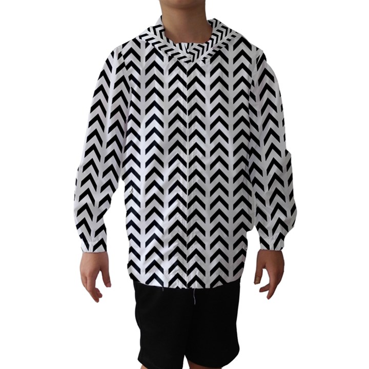 Chevron Triangle Black Hooded Wind Breaker (Kids)