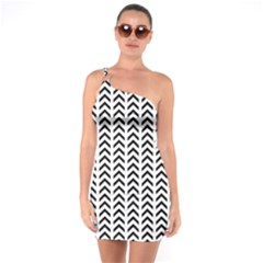 Chevron Triangle Black One Soulder Bodycon Dress