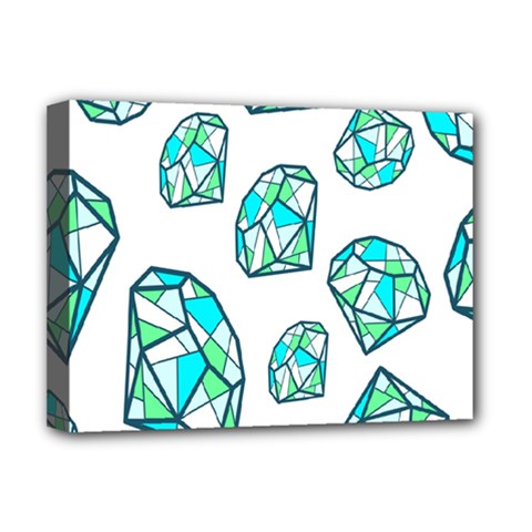 Brilliant Diamond Green Blue White Deluxe Canvas 16  X 12   by Mariart