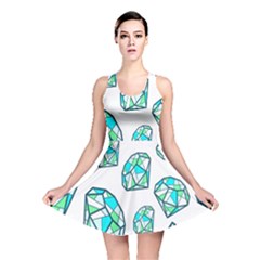 Brilliant Diamond Green Blue White Reversible Skater Dress by Mariart