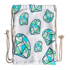 Brilliant Diamond Green Blue White Drawstring Bag (large)