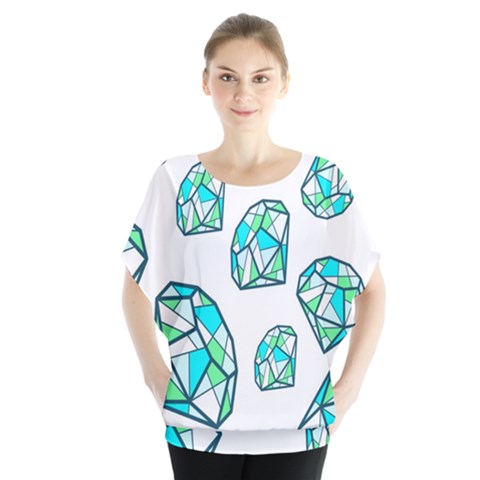 Brilliant Diamond Green Blue White Blouse by Mariart