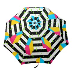 Cube Line Polka Dots Horizontal Triangle Pink Yellow Blue Green Black Flag Folding Umbrellas by Mariart