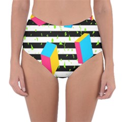 Cube Line Polka Dots Horizontal Triangle Pink Yellow Blue Green Black Flag Reversible High-waist Bikini Bottoms by Mariart