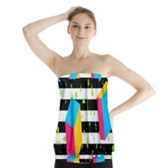 Cube Line Polka Dots Horizontal Triangle Pink Yellow Blue Green Black Flag Strapless Top by Mariart