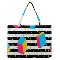 Cube Line Polka Dots Horizontal Triangle Pink Yellow Blue Green Black Flag Medium Zipper Tote Bag by Mariart