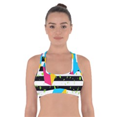 Cube Line Polka Dots Horizontal Triangle Pink Yellow Blue Green Black Flag Cross Back Sports Bra