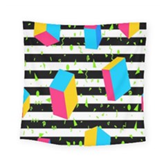 Cube Line Polka Dots Horizontal Triangle Pink Yellow Blue Green Black Flag Square Tapestry (small) by Mariart