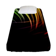 Colorful Abstract Fantasy Modern Green Gold Purple Light Black Line Fitted Sheet (single Size) by Mariart