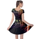 Colorful Abstract Fantasy Modern Green Gold Purple Light Black Line Cap Sleeve Dresses View2