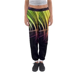 Colorful Abstract Fantasy Modern Green Gold Purple Light Black Line Women s Jogger Sweatpants by Mariart