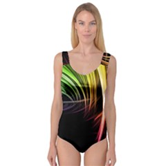 Colorful Abstract Fantasy Modern Green Gold Purple Light Black Line Princess Tank Leotard  by Mariart