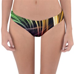 Colorful Abstract Fantasy Modern Green Gold Purple Light Black Line Reversible Hipster Bikini Bottoms by Mariart