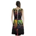 Colorful Abstract Fantasy Modern Green Gold Purple Light Black Line Sleeveless Waist Tie Chiffon Dress View2