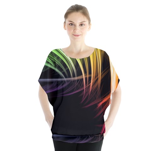 Colorful Abstract Fantasy Modern Green Gold Purple Light Black Line Blouse by Mariart